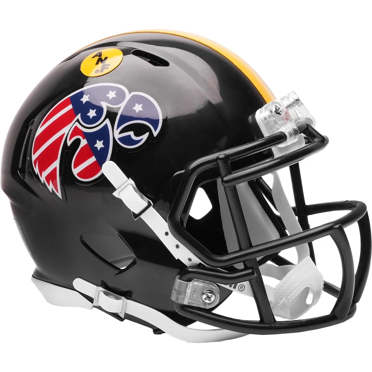 Iowa Hawkeyes NCAA Mini Speed Football Helmet <I>Stars and Stripes</I> Iowa Hawkeyes NCAA Mini Speed Football Helmet Stars and Stripes